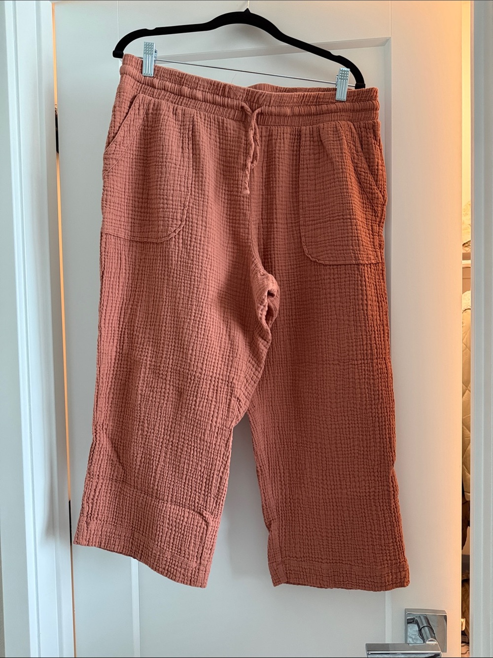 Robert Louis Cropped Gauze Pants in Terracotta